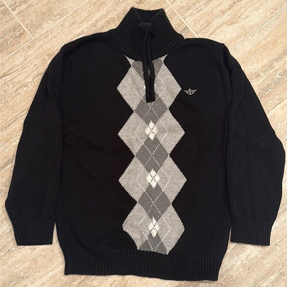 Boys Dockers black turtleneck zip sweater - size 10/12